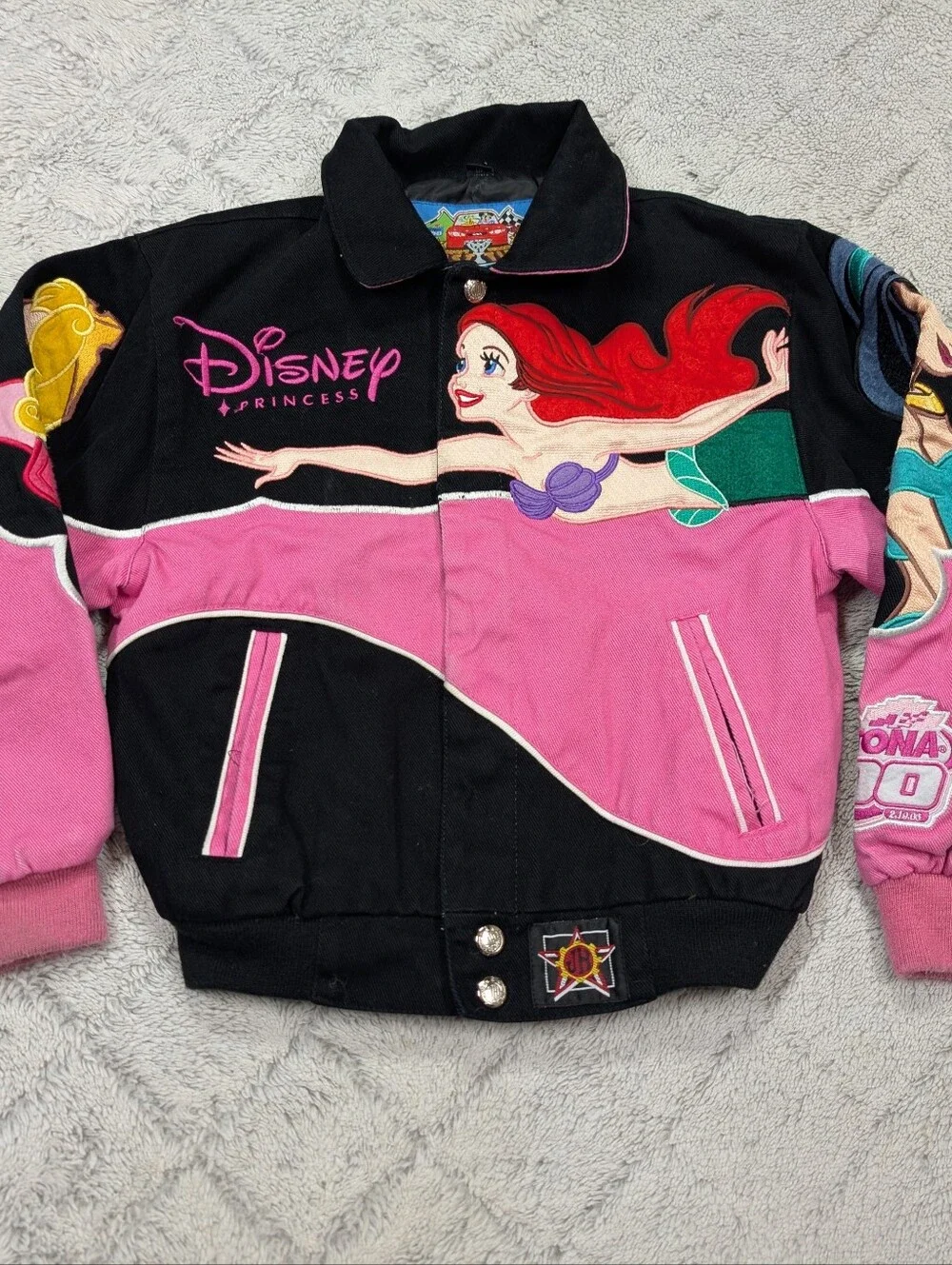 Vtg Disney JH Design Jacket Kids S Disney Princess Daytona 500 Jeff Hamilton